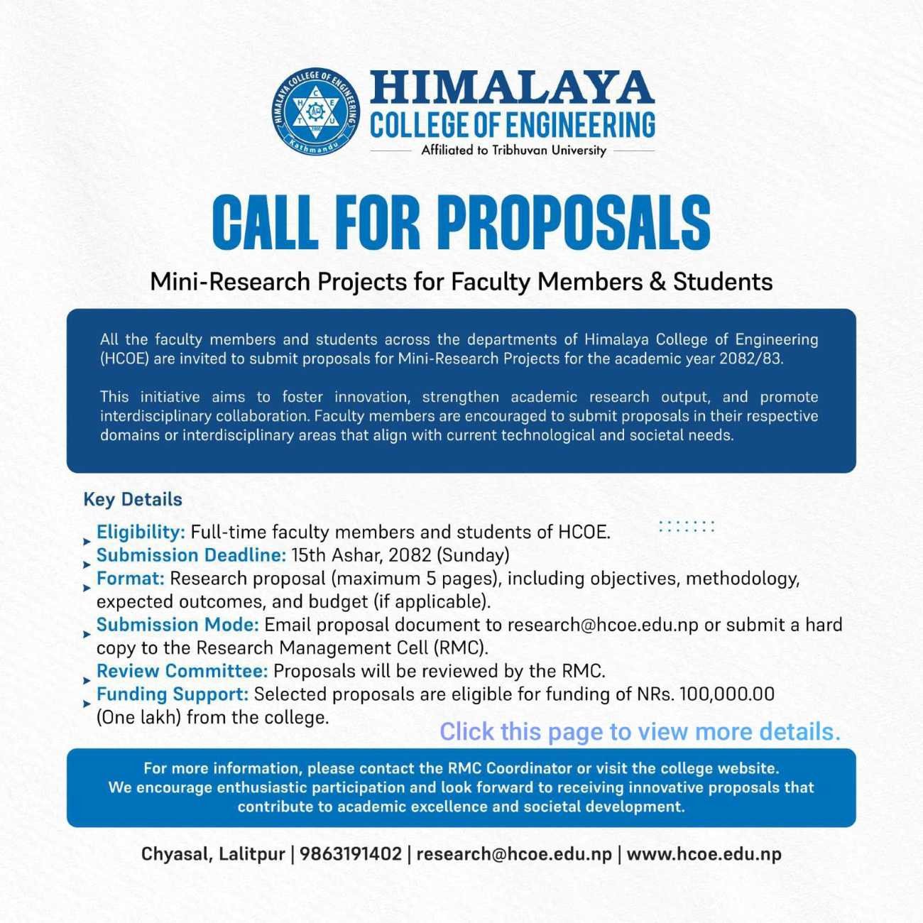 CALL FOR PROPOSALS