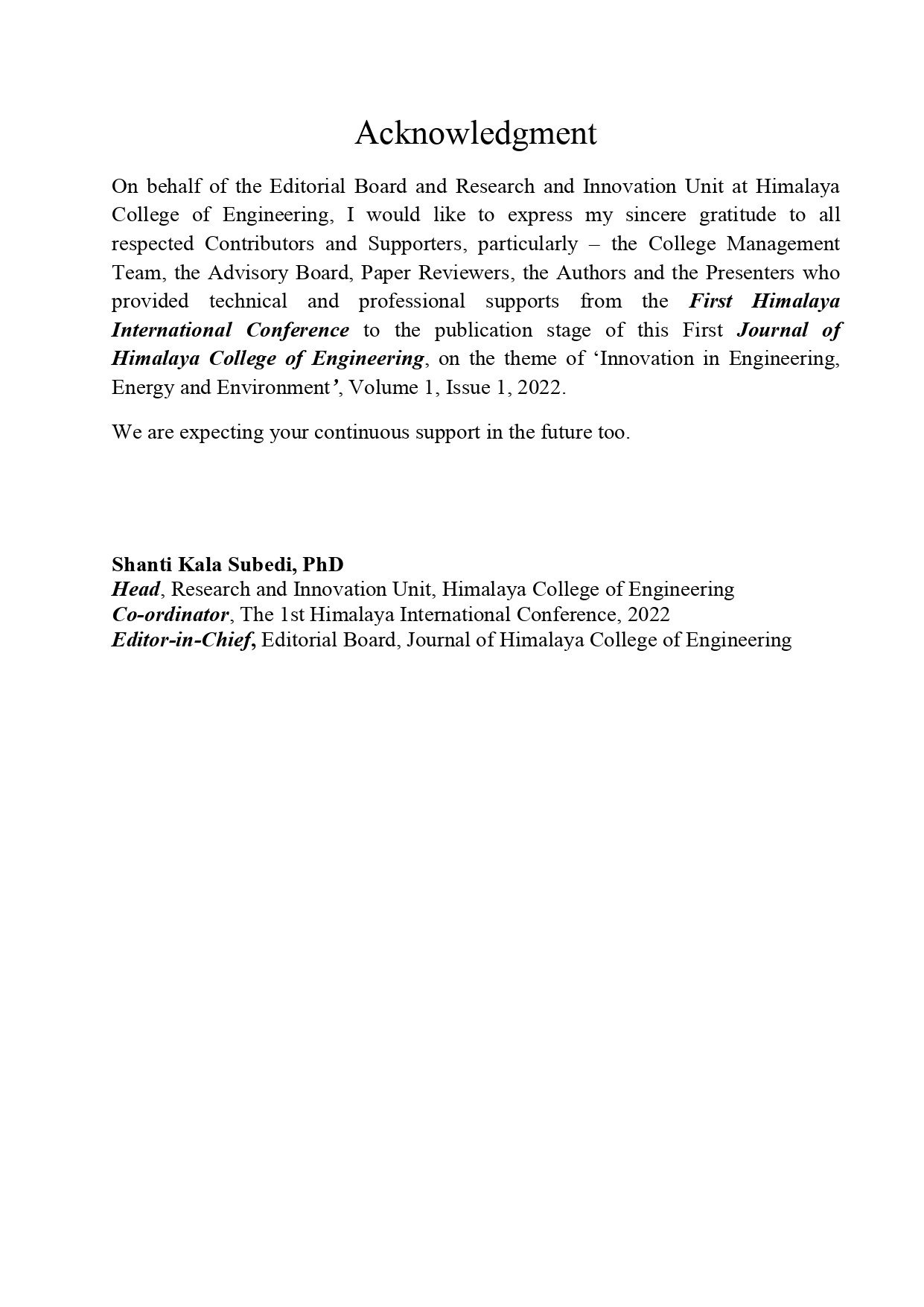 Journal of Himalaya College of Engineering – Volume 1, Issue 1 (2022)